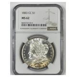 1883-CC Morgan Silver $1 Carson City NGC MS62