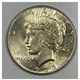 1935 Peace Silver $1 About Uncirculated CH AU