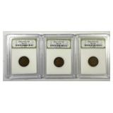 Lot of Three Indian Head Cents in INB Holders
