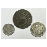 Awesome Type Coin Trio 2c 3c Silver & Nickel
