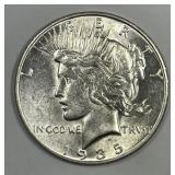 1935-S Peace Silver $1 About Uncirculated CH AU