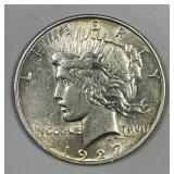 1927-D Peace Silver $1 About Uncirculated AU