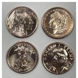Lot of 4 Copper 1 Ounce Medallions
