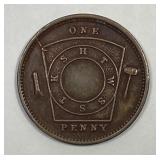 Masonic Penny Token Uniface 26mm