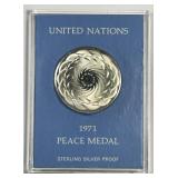 1971 United Nations UN Sterling Silver Peace Medal