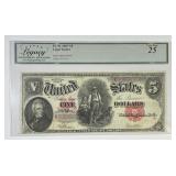 1907 $5 Legal Tender Woodchopper Fr#91 Legacy VF25