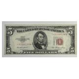 1953 $5 Red Seal US Note * STAR * AU
