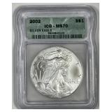 2002 Silver American Eagle ICG MS70