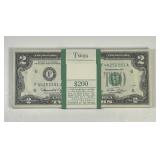 Original BEP $200 Strap of 1976 $2 FRN Notes CU