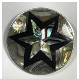 Inlaid Abalone Star Brooch Pin Alpaca Mexico