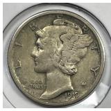 1919-S Mercury Silver Dime Very Fine VF
