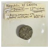 ITALY: 1190-1236 Silver Denaro Republic of Genoa