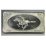 1860-1861 Pony Express Vintage 1 oz Silver Art Bar