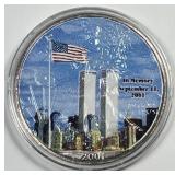 2001 Silver American Eagle 9-11 Tragedy Colorized