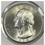 1934 Washington Silver Quarter Uncirculated BU