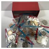Box of 50 Mint Set Coin in Pliofilm w/Silver Half