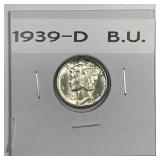 1939-D Mercury Silver Dime Uncirculated BU FSB