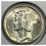 1934-D Mercury Silver Dime Uncirculated BU