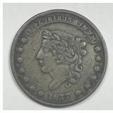 1837 Hard Times Token Liberty Head