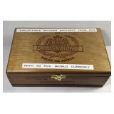 WORLD: Fifty Foreign Currency Notes in Cigar Box
