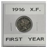 1916 Mercury Silver Dime Extra Fine XF