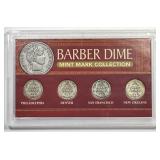 Barber Silver Dime Mint Mark Collection