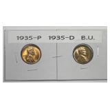 1935 P & D Lincoln Cent  Uncirculated BU Pair