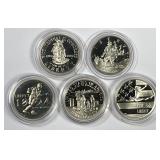 Five Different Clad Proof Commemorative Halves