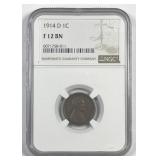 1914-D Lincoln Wheat Cent Key Date NGC F12