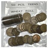 Roll of Lincoln Wheat Cents All From The Teens
