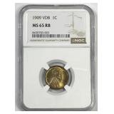 1909 VDB Lincoln Cent NGC MS65 RB