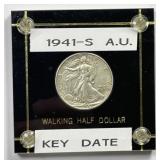 1941-S Walking Liberty Silver Half AU