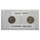 1859 & 1860 Indian Head Cent Pair