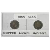 1859 & 1863 Indian Head Cent Pair