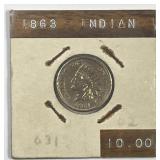 1863 Indian Head Cent Extra Fine XF details