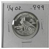 Silver 1/4 oz .999 Incused Gold Indian Design