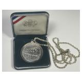 1994 Women Military Silver $1 w/925 Bezel & Chain
