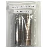 1968-S & 1969-S Lincoln Cent Roll Pair