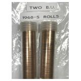 Two Original Rolls 1968-S Lincoln Cent
