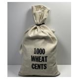 Canvas Bag of 1000 Lincoln Wheat Cents