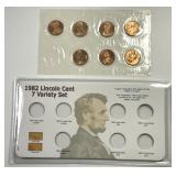 1982 Lincoln Cent 7- Variety Set Uncirculated BU