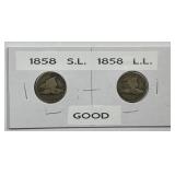 1858 Flying Eagle Cent Variety Pair Good G