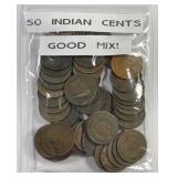 Bag of Fifty Indian Head Cents