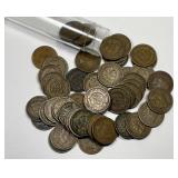 Lot of Fifty Mixed Circulated Indian Head Cents