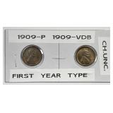1909-P & 1909 VDB Lincoln Cent Pair Uncirculated