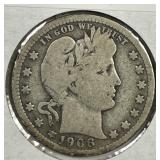 1906-O Barber Silver Quarter Good G