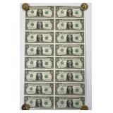 1993 $1 FRN Uncut Sheet of 16 Notes