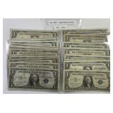 Lot of 25 One Dollar $1 Silver Certificates