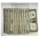 Lot of Fifty $1 Silver Certificate Blue Seal Notes