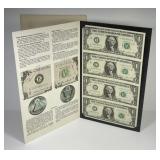 1985 $1 Federal Reserve Note UNCUT Sheet of 4